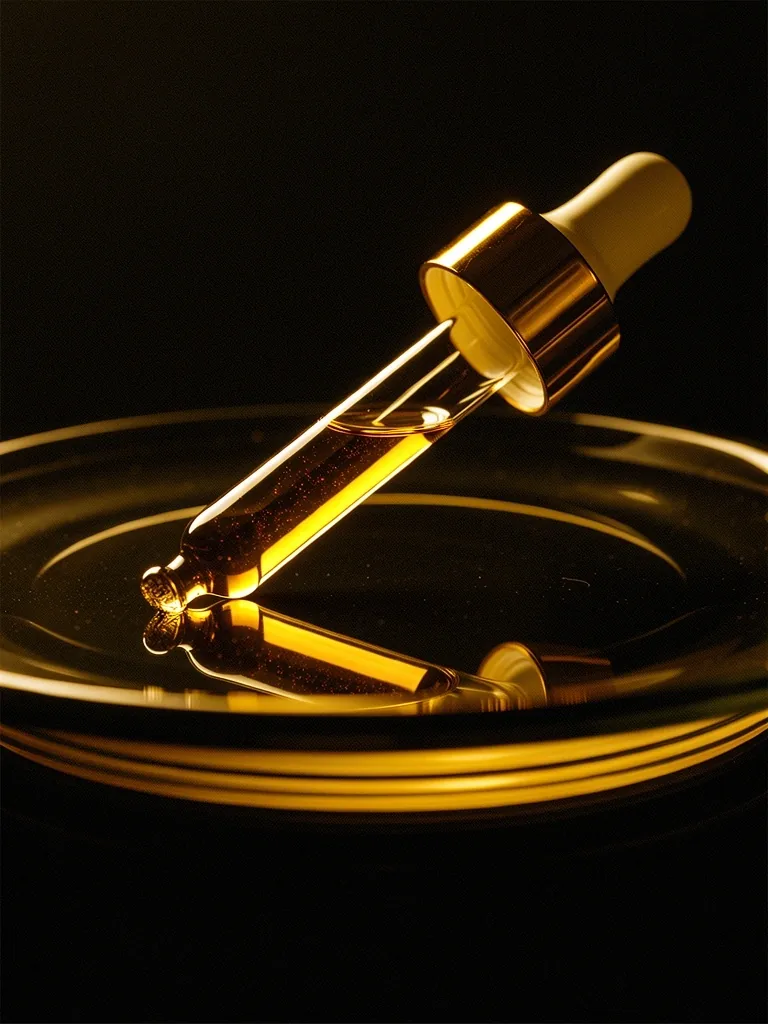 Mineral essence in amber glass